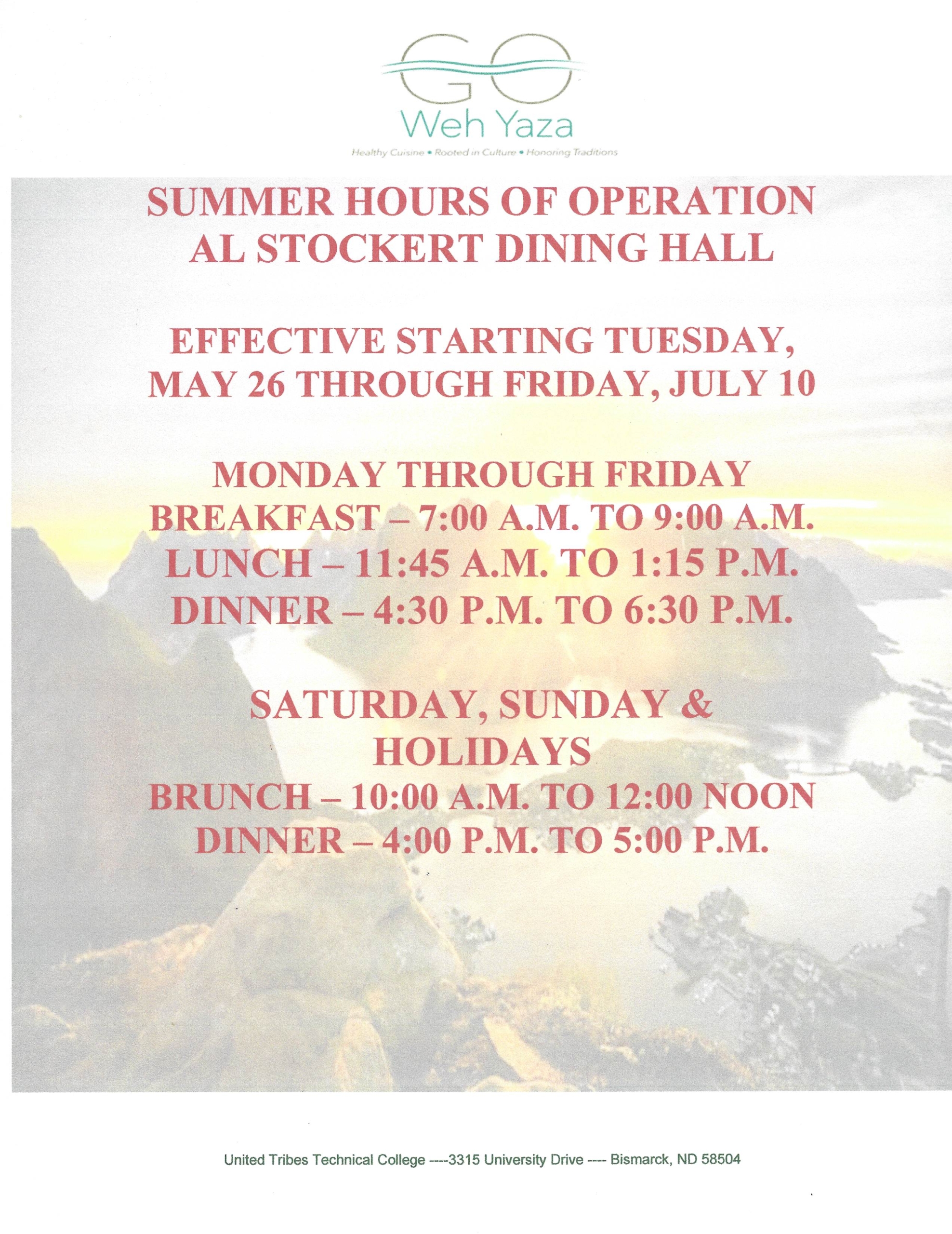 GWY UTTC - Summer Hours starting 5.26.2026