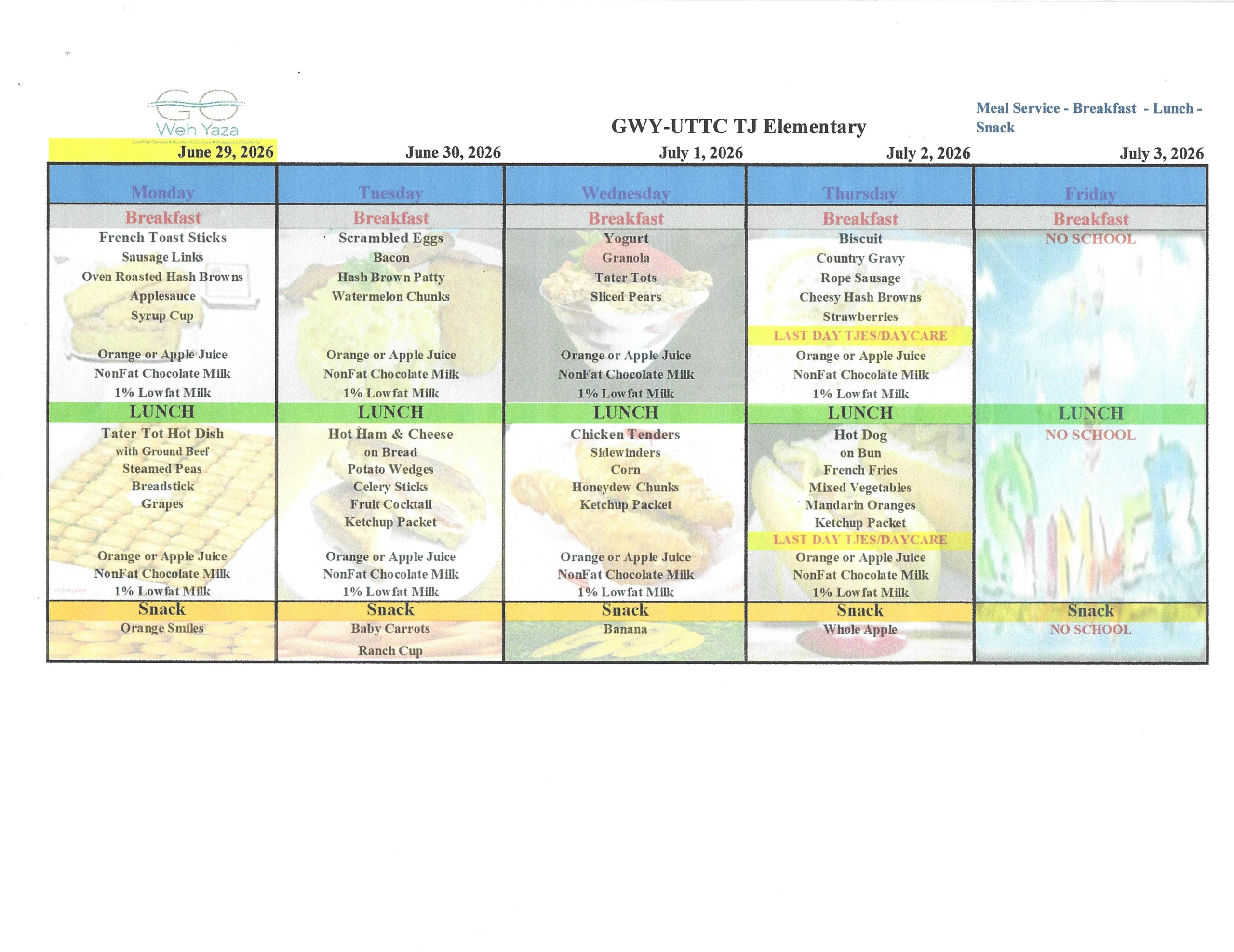GWY UTTC - TJES Menu starting 6.29.26