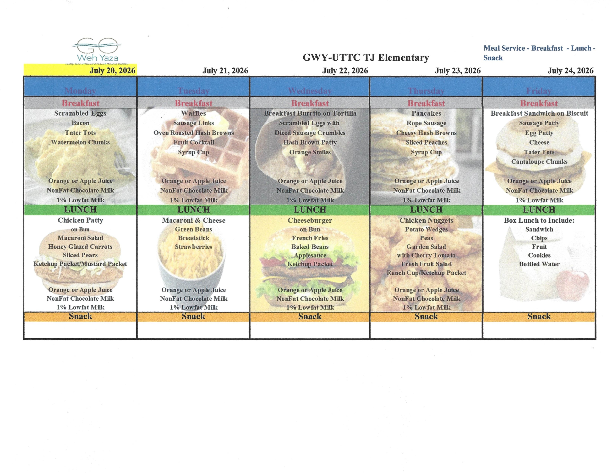 GWY UTTC - Menu starting 7.20.2026