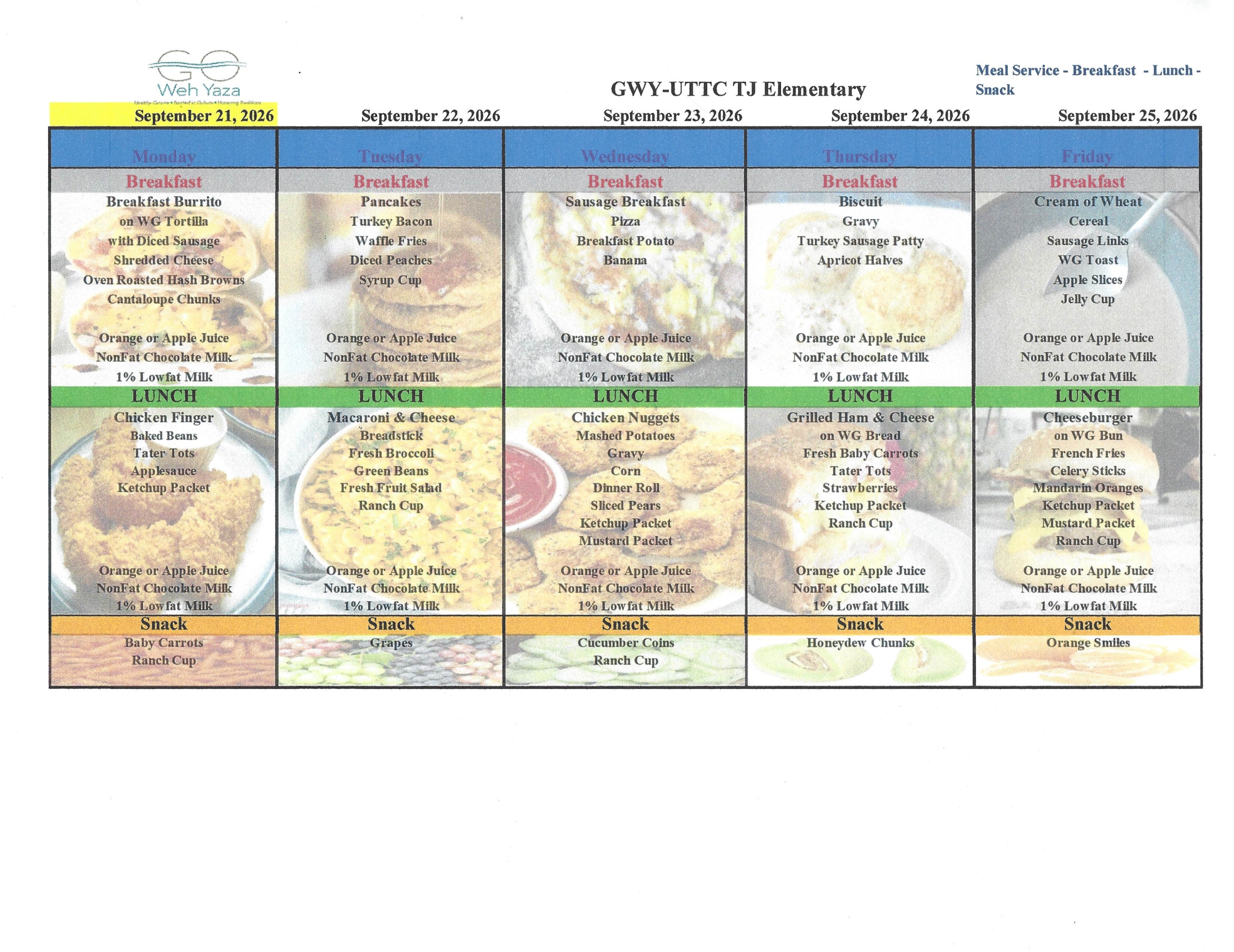 GWY UTTC - TJES Menu starting 9.21.2026