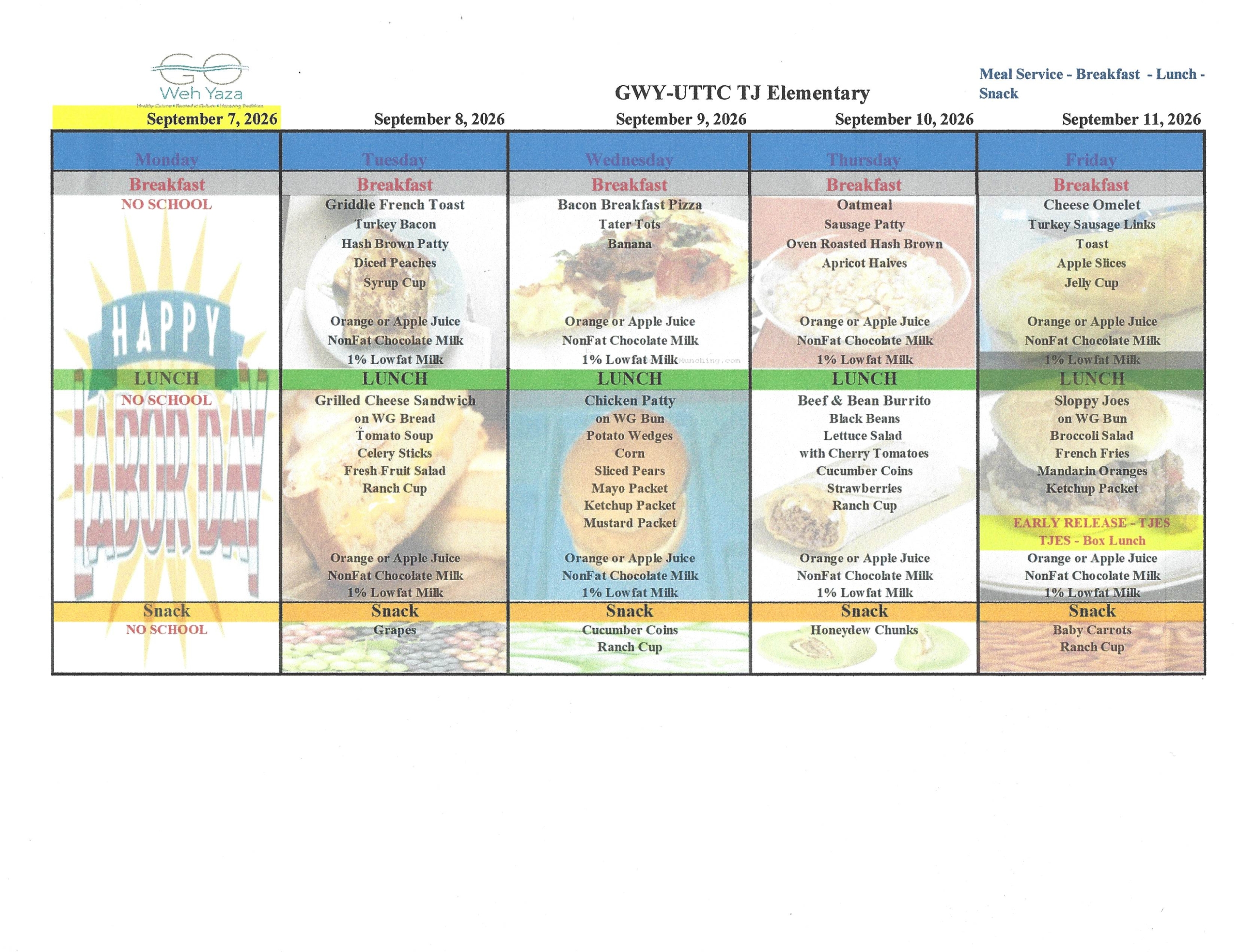 GWY UTTC - TJES Menu starting 9.7.2026