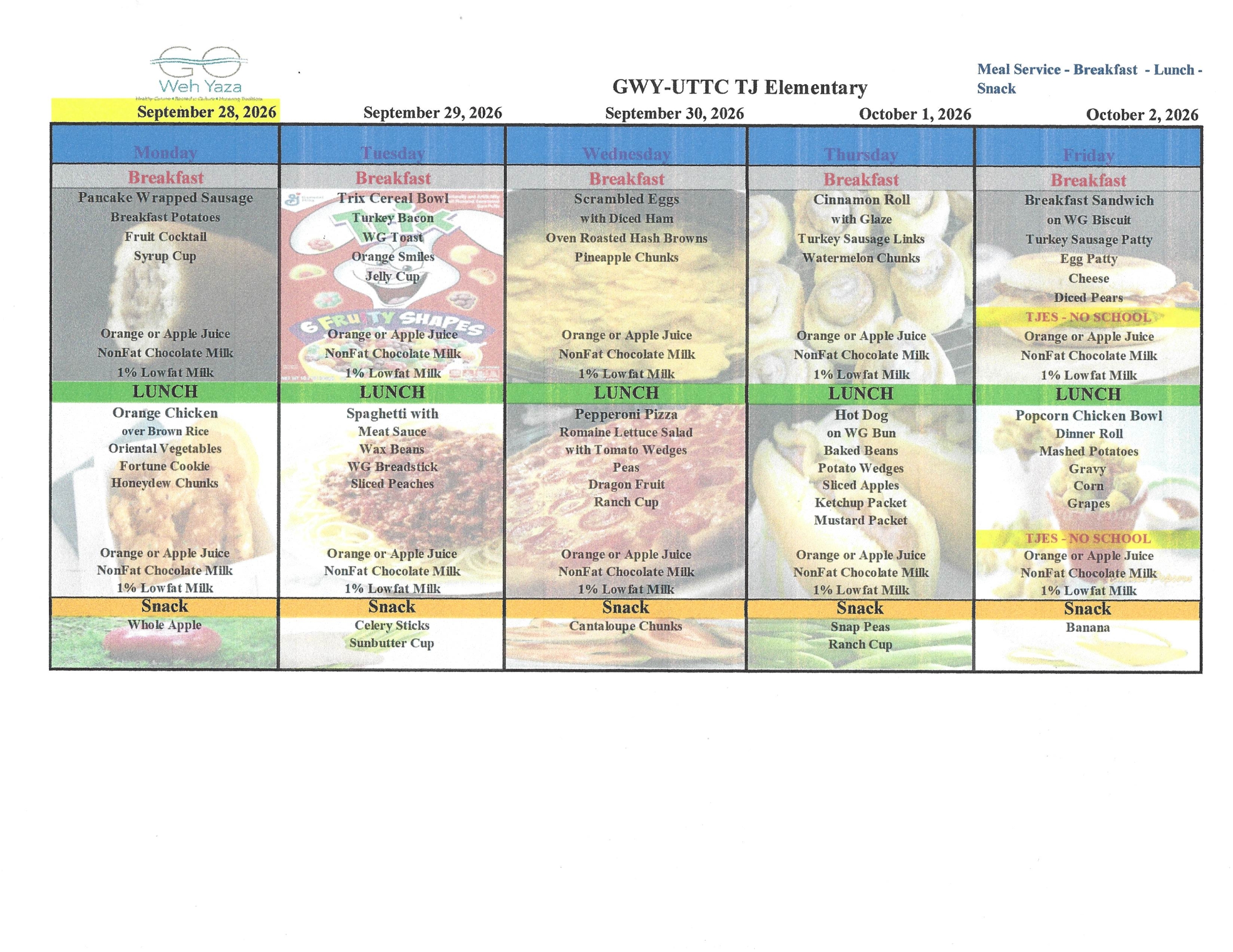 GWY UTTC - TJES menu starting 9.28.2026